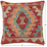 handmade Traditional Pillow Red Blue Hand-Woven SQUARE 100% WOOL Hand woven turkish pillow2' x 2'